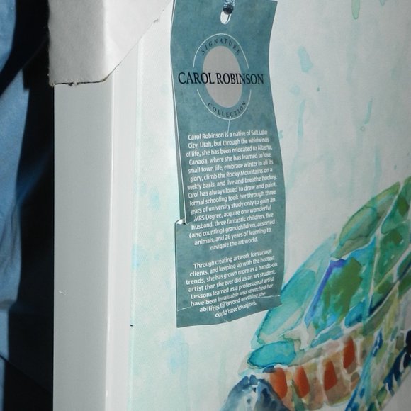 Carol Robinson Blue Sea Turtle Swim Canvas Wall Art 24" x 24" Framed🆕⌚📦🏃🏻⚡ - Picture 5 of 13